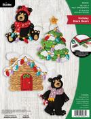 Holiday Black Bears - Bucilla Felt Ornaments Applique Kit Set Of 4