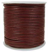 Brown - Hemptique Round Leather Cord Spool 1mm 25yd