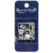 Silver Plated - Realeather Button Stud & Post 10/Pkg