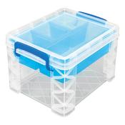 6.38"X7.25"X10.88 Clear/Blue Handles - Storage Studios Super Stacker Divided Storage Box