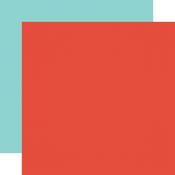 Red - Light Blue Coordinating Solid Paper - Off To School - Echo Park - PRE ORDER