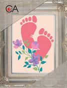 Footprints - Baby Girl - Collection D'Art Needlepoint Tapestry Kit 5.5"X7"