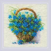 Forget Me Knots In A Basket ((14 Count) - RIOLIS Counted Cross Stitch Kit 8.75"X8.75"