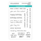 Monster Birthday Sentiments Clear Stamp Set - Spellbinders