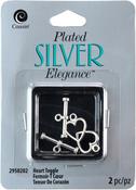Heart Toggles 15mm 2/Pkg - Cousin Plated Silver Elegance Metal Findings