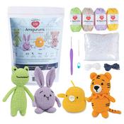 Chick, Bear, Bunny & Frog - Red Heart Amigurumi Crochet Kit Collection - Backyard