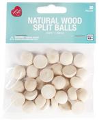 Natural - CousinDIY Split Ball Wood Beads 30/Pkg
