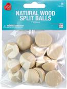 Natural 1" - CousinDIY Split Ball Wood Beads 14/Pkg