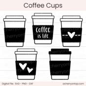 Coffee Cups - Digital Cut File - ACOT