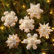Pearl Snowflakes 4.25"X4" - Bucilla Ornaments Felt Applique Kit Set Of 6