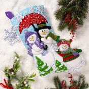 Frosty Family - Bucilla Felt Stocking Applique Kit 18" Long