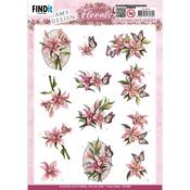 Lilies, Pink Florals - Find It Trading Amy Design 3D Push Out Sheet
