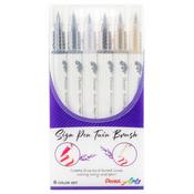 Black Hues - Pentel Arts Sign Pen Twin Brush 6/Pkg