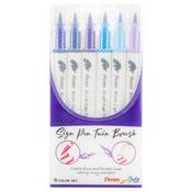 Blue Hues - Pentel Arts Sign Pen Twin Brush 6/Pkg