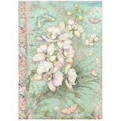 White Orchid Rice Paper - Orchids and Cats - Stamperia