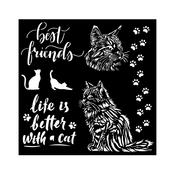 Best Friends Stencil - Orchids and Cats - Stamperia