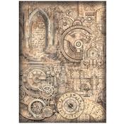 Mechanical Pattern Rice Paper - Sir Vagabond In Fantasy World - Stamperia