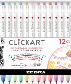Light - Zebra ClickArt Retractable Bullet Point Marker Pens 12/Pkg