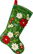 Poinsettia Elegance - Bucilla Felt Stocking Applique Kit 18" Long