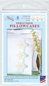 Cross-Stitch Tulips   - Jack Dempsey Stamped Pillowcases W/White Perle Edge 2/Pkg