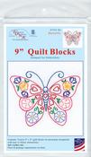 Butterfly   - Jack Dempsey Stamped White Quilt Blocks 9"X9" 12/Pkg
