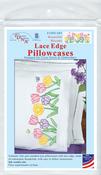 Beautiful Blooms  - Jack Dempsey Stamped Pillowcases W/White Lace Edge 2/Pkg