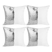 White/Silver - Craft Express Flip Sequin Sublimation Pillow Covers 4/Pkg