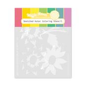 Sketched Aster Coloring Stencil - Waffle Flower Crafts