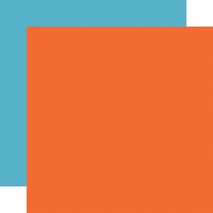 Orange / Blue 12x12 Coordinating Solid Paper - Blast Off - Echo Park