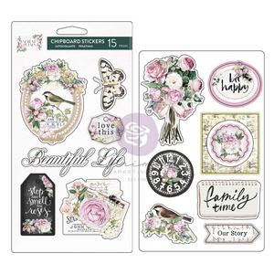 Garden Whispers Chipboard Stickers - Serene Petals - Prima
