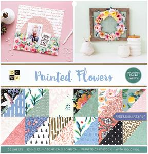 Painted Flowers - DCWV Double-Sided Cardstock Stack 12"X12" 36/Pkg