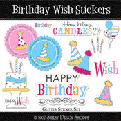 Birthday Wish Glitter Stickers